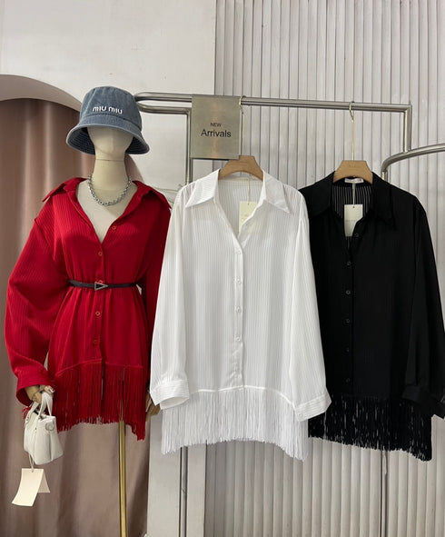 MATINEE Fringe-hem Collar Down Shirts